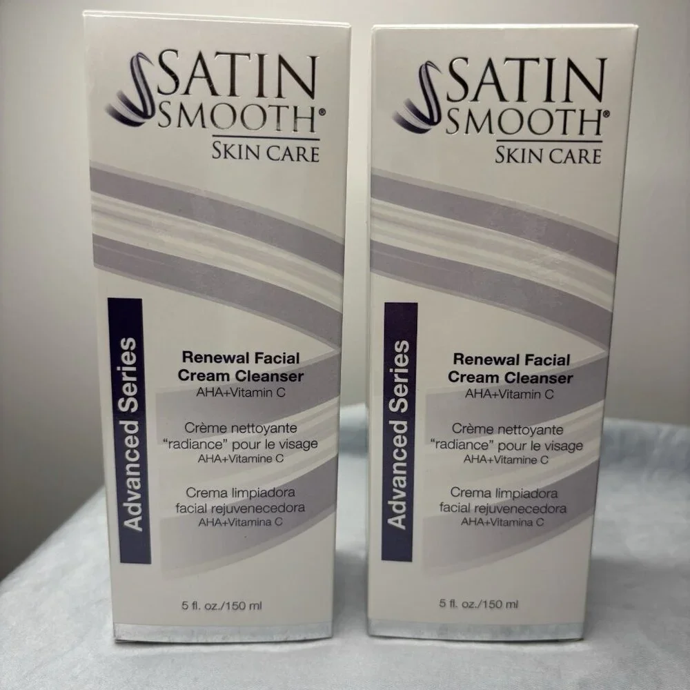 2-SATIN SMOOTH Advanced Series Renewal Facial Cream Cleanser with 5fl.oz NEW